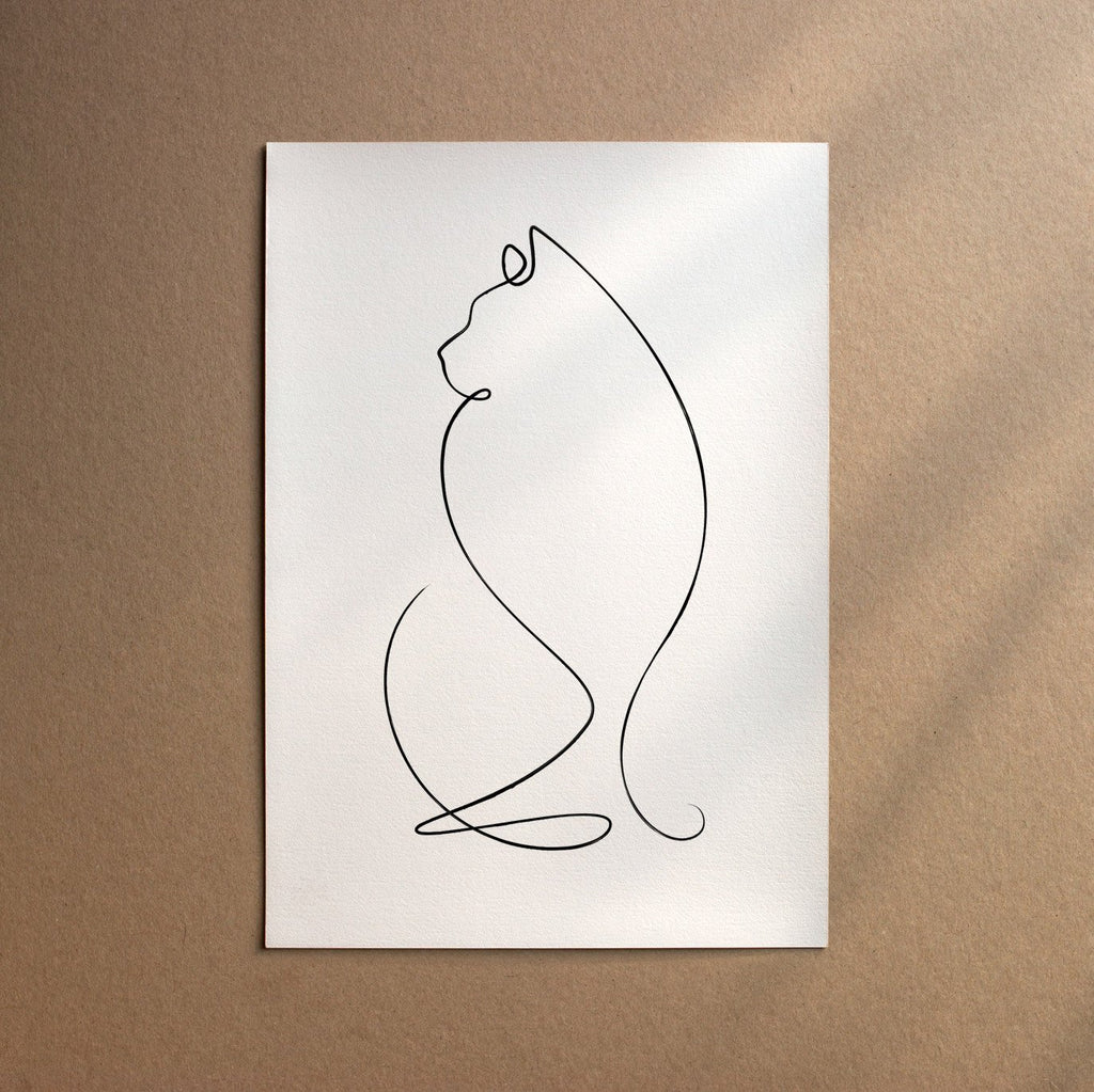 House Cat Longhair  [Line-Black]